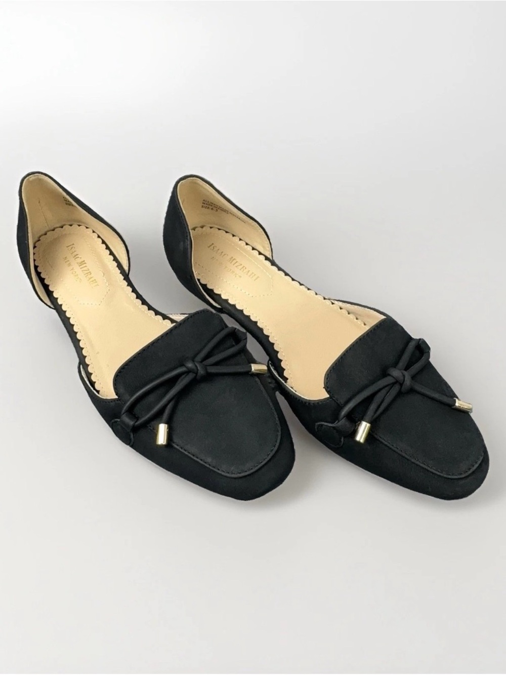 Isaac Mizrahi New York Black D’Orsay Bow Flats Women’s Size 6.5 NWT